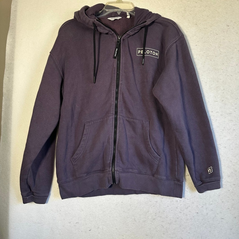Peloton Womens Full Zip Hoodie Purple Fleece Sweatshirt Small Athleisure Logo